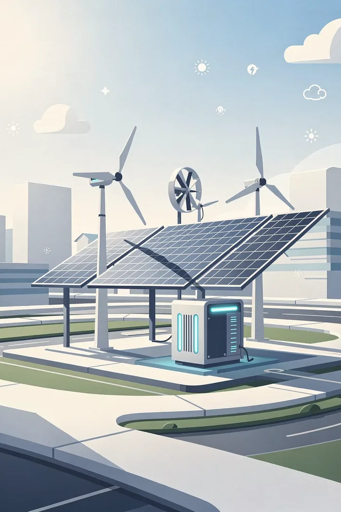 Bezemisyjny System Energetyczny - panele PV, turbiny wiatrowe, magazyn energii